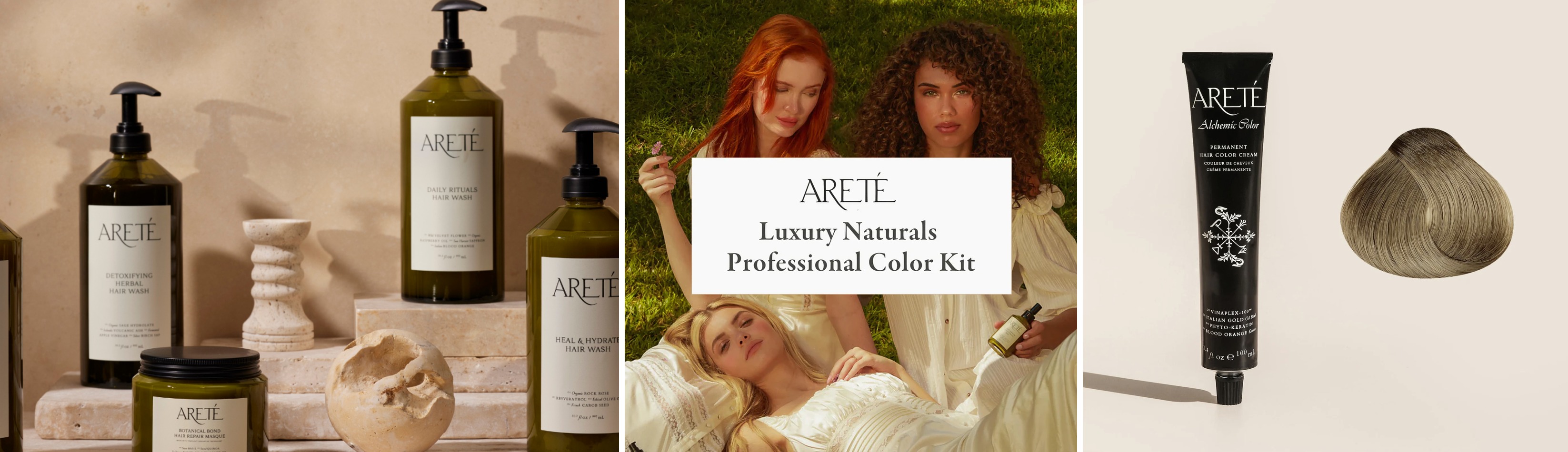 ARÊTÉ Alchemic Color product line, lifestyle, and hair color results