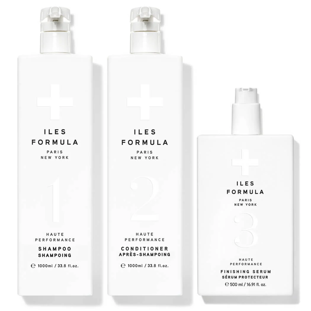 Iles Formula Haute Performance shampoo, conditioner, and finishing serum collection